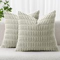 MIULEE Corduroy Decorative Throw Pillow Covers 20x20 Light Green Pack of 2 | by MIULEE