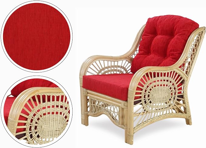 Malibu Lounge Living Accent Armchair Natural Rattan Wicker Handmade Design - Image 3