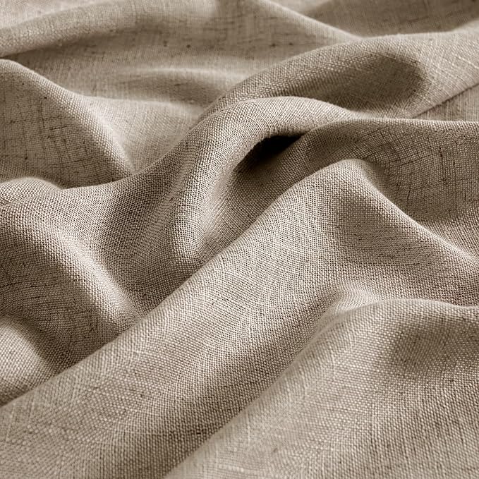 MIULEE Taupe Grey Linen Curtains 52x45 Inch Length 2 Panels - Image 4