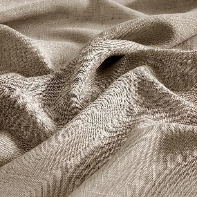 MIULEE Taupe Grey Linen Curtains 52x63 Inch Length 2 Panels - Image 4