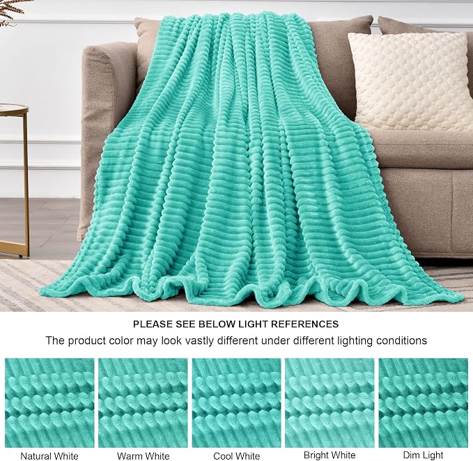 BEDELITE 3D Ribbed Jacquard Aqua Fleece Twin Blanket - Image 6