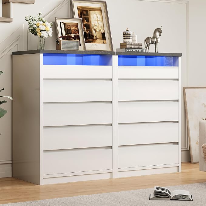 Jocoevol Modern LED 5 Drawer Dresser - Image 7