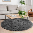 Amdrebio Grey Round Fluffy Area Rug 5Ft - Image 7