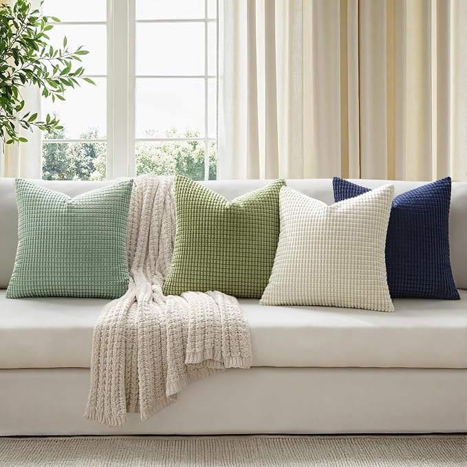 MIULEE Modern Farmhouse Decorative Spring Pillow Covers 18x18 Inch Set of 4 - Image 3