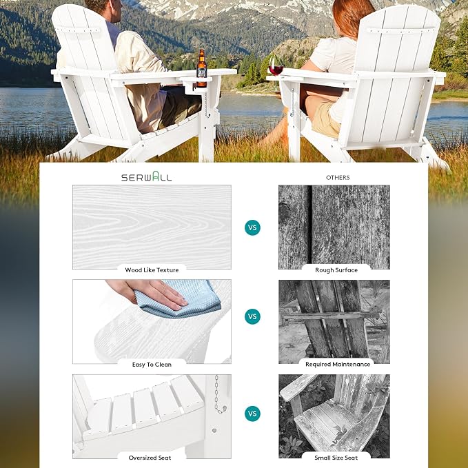 SERWALL Adirondack Chair with Cup Holders - Image 3