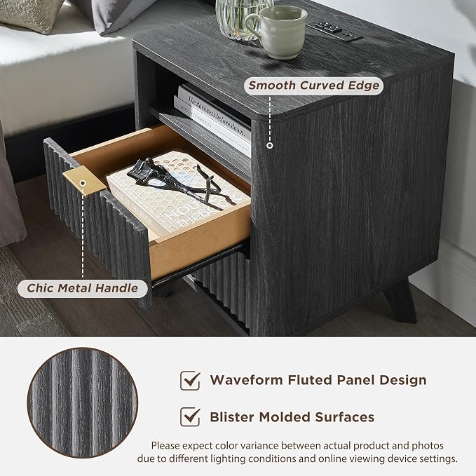 T4TREAM Fluted Nightstand Set of 2 - Image 5