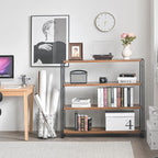 HCHQHS Bookshelf, 4-Tier Industrial Bookcase, Rustic Wood and Metal Open - Image 5