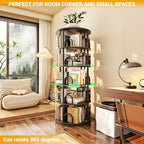 Aheaplus 5 Tier Rotating Bookshelf Tower, 360 Display Spinning Bookcase - Image 7