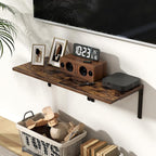 Fun Memories Rustic Brown 12 Inch Deep Floating Shelves Set of 2, Wall Mounted - Image 2