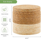 Wimarsbon Round Pouf Ottomans, Handwoven Natural Water Hyacinth Seagrass Pouffe - Image 3