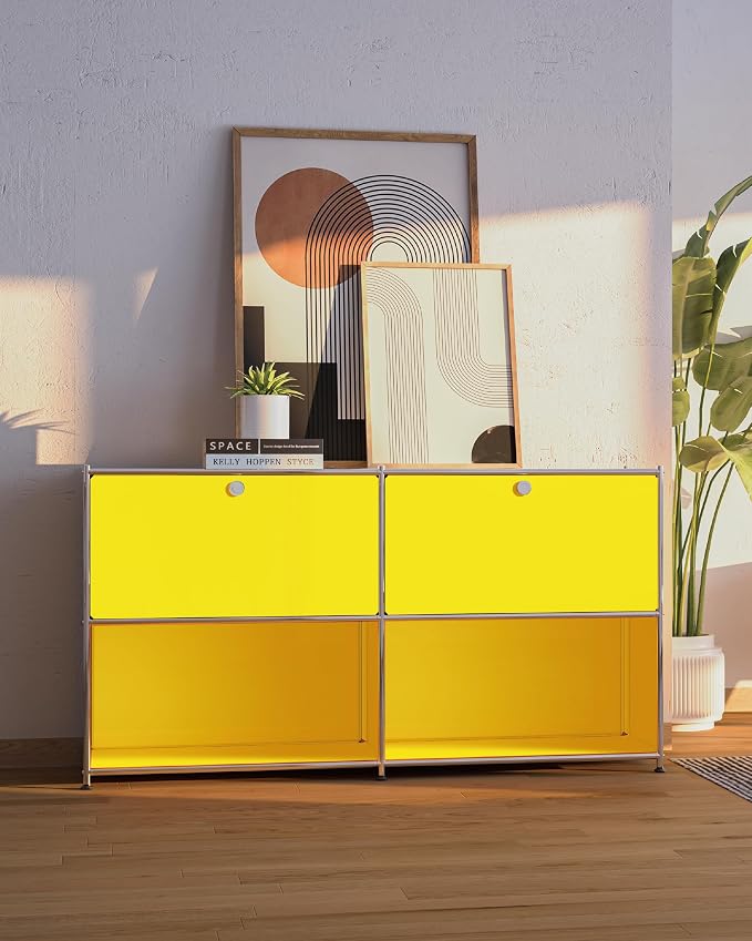 Metal Sideboard with 2 Flap Doors, DIY Modern Home Furnishing, Foyer - Image 9