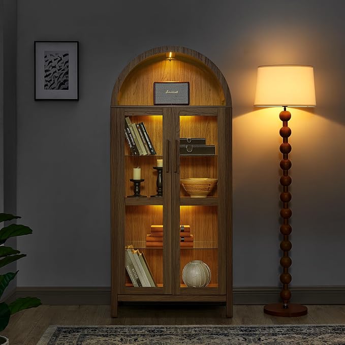 67" Tall Display Cabinet with Glass Doors, Glass Display Case Storage Cabinets - Image 4
