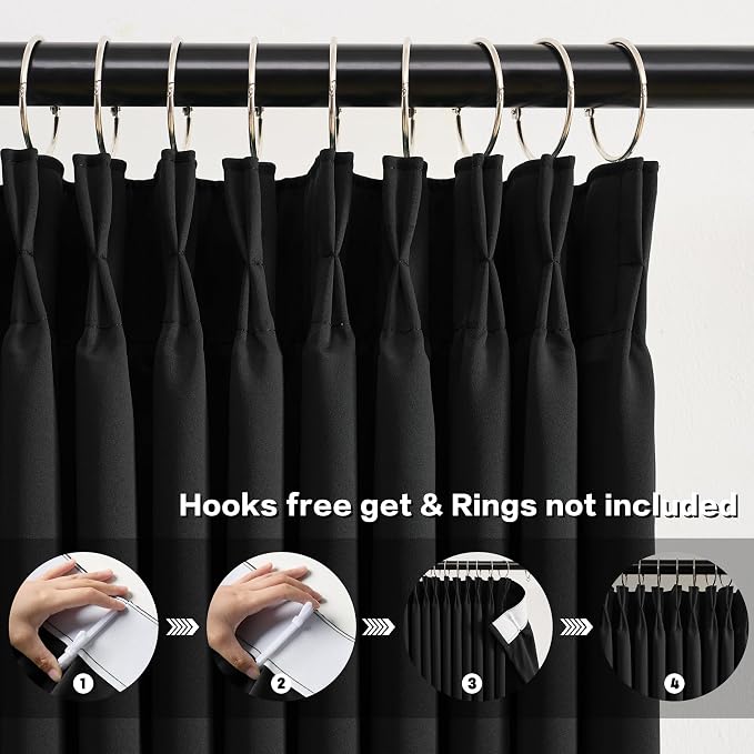 Black Blackout Curtains 138 Inches Long - Image 2