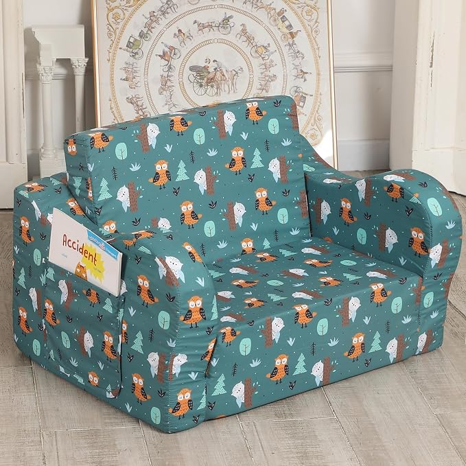 MOMCAYWEX Kids Sofa, 2-in-1 Flip-Out Foam Couch, Foldable Soft Play Lounge Chair - Image 2