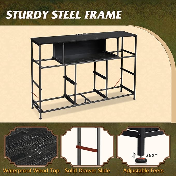 WLIVE Black Dresser TV Stand for 45, 55 inch TV, Entertainment Center - Image 9