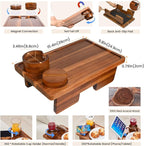 GEHE Real Acacia Wood Couch Armrest Table, 15.4"x9.8" Couch Arm Tray Table - Image 5