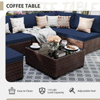 UPHA 7 Pieces Patio Furniture Sets, Wicker Outdoor Sectional Sofa Couch - Image 6