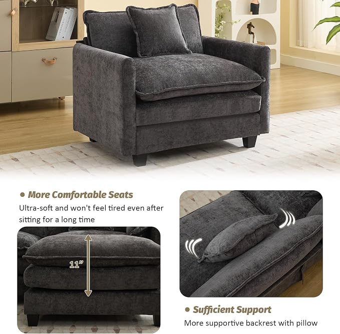 WUTUTUEE 41'' Modern Chenille Oversized Chair, Upholstered Accent Living Room - Image 5