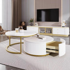 27.6" Modern Round Nesting Coffee Table Fluted - Image 5
