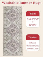 SERISSA 2'6"x8' Washable Non Slip Boho Runner Rug - Image 2