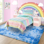 3x5 Tie-Dyed Blue Fluffy Soft Area Rug Non-Slip - Image 8