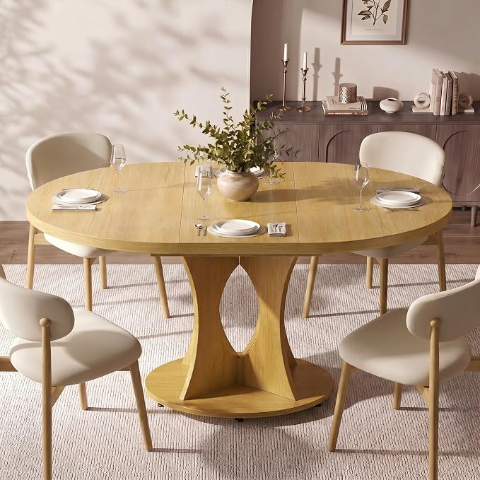Einhomn 43-59" Extendable Round Dining Table, Kitchen Table - Image 3