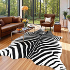Faux Zebra Rug, Large Zebra Print Rug Animal Hide Rugs, 6.2 x 5.2 Ft | Print - Image 3