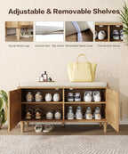 Akxomel Rattan Shoe Storage Bench - Image 6