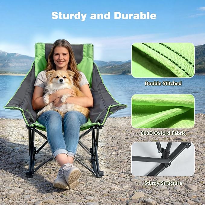 SUNNYFEEL Oversized Rocking Camping Chair 2 Pack, Fully Padded Patio Chair - Image 5