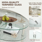 Tangkula Glass Coffee Table, Modern Furniture Decor 2-Tier Modern Oval Smooth - Image 6