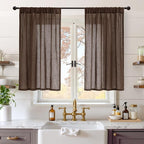 BGment Brown Linen Curtains 40 Inch Length, Short Drapes by BGment