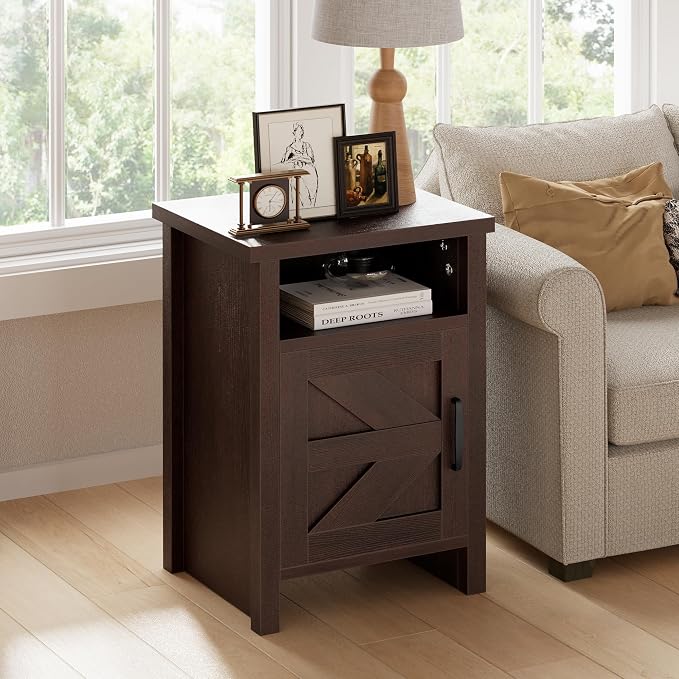JUMMICO Farmhouse Nightstand, Modern Bedside Table - Image 2