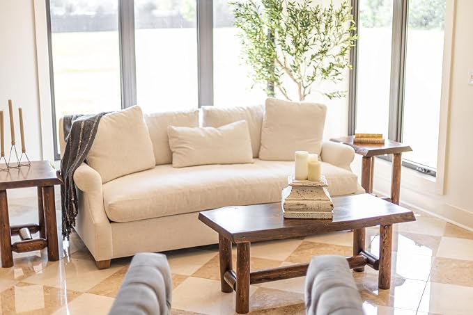 Live Edge Wood Cabin Style Log Pine and Cedar Coffee Table Living Room Decor - Image 6