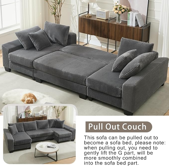 114" Sectional Couches with Pull Out Bed - Image 7