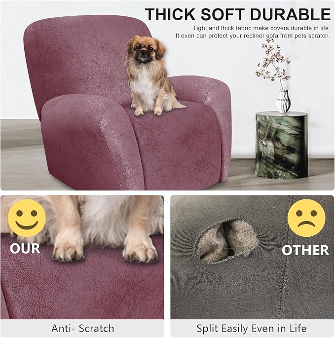 ANARACHON Leather Look Recliner Chair Covers, 4 Pieces Recliner Covers Non Slip - Image 6