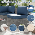 SUNLEI 5 Piece Patio Furniture Sets, Low Back All-Weather Rattan Sectional Sofa - Image 3