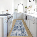 2'6''x8' Runner Rugs Washable Rug: Modern Abstract Hallway Blue Gold Carpet | by GENTDRIZZ
