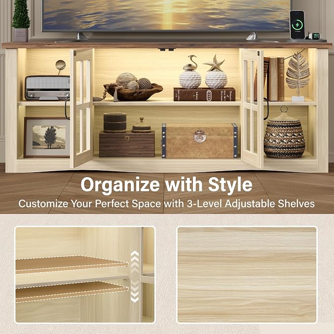 YESHOMY Farmhouse LED TV Stand - Image 6