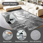 Living Room Rug 8x10 Dark Grey Area Rugs Machine Washable Abstract Boho Large - Image 5