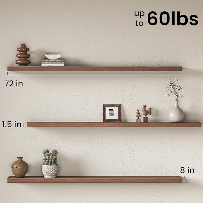 Fun Memories 72Inch Long Floating Shelves, 8 Inch Deep Shelves - Image 3