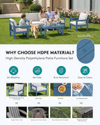 SERWALL HDPE Patio Conversation Set, 6-piece Sectional Outdoor Furniture Set - Image 3