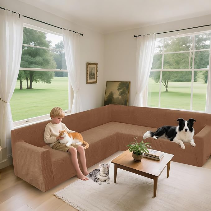 Arfntevss Stretch Sectional Couch Covers L Shaped Corner Sectional Sofa Cover - Image 2