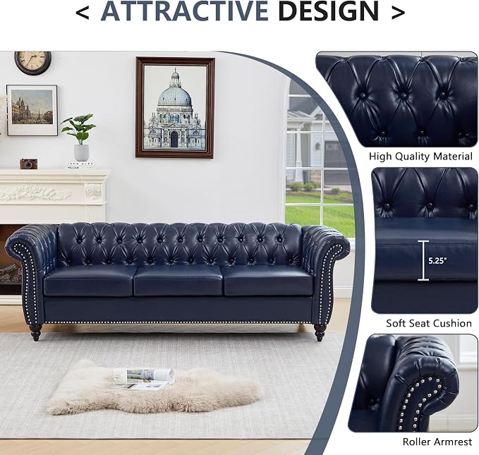 QHITTY 2 Piece Living Room Set, Sectional Chesterfield Sofa Contemporary - Image 4