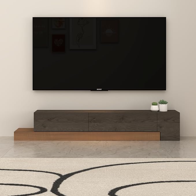 Retractable TV Stand, Solid Wood Minimalist TV Shelf, Mid-Century TV Console - Image 3
