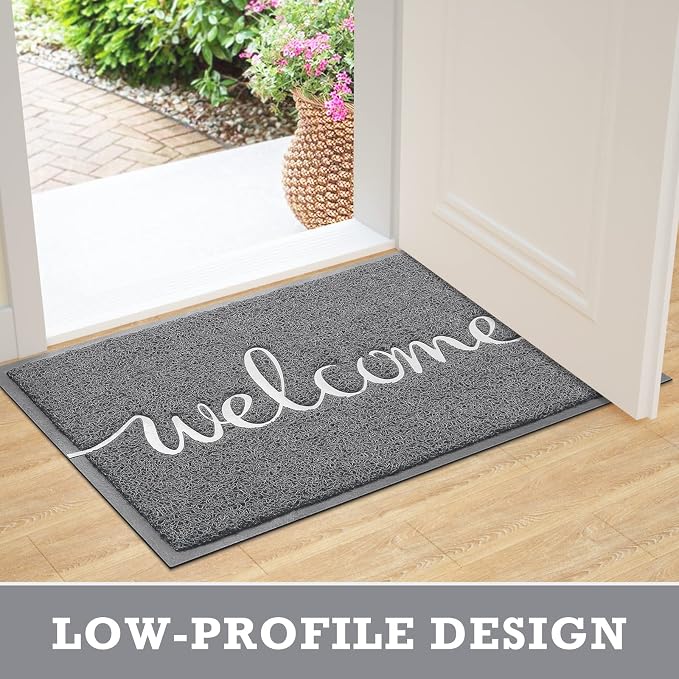 Grey Door Mat Welcome Mats Outdoor Indoor Doormat - Image 6