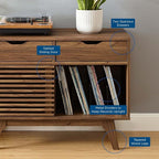 Modway Render Mid-Century Modern Vinyl Record Storage Display Cabinet, 37 Inch - Image 10