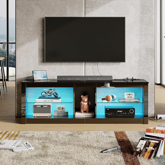 Bestier LED TV Stand for 55/60/65 Inch TV, Modern Gaming TV Console - Image 7