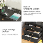 25.6'' Wide Bedside Table with 3 Drawers & Pull-out Tray, Smart Night Stand - Image 5