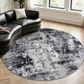 Rugflix Round Area Rugs 8Ft for Living Room, Washable Black Grey Circle Rug | by RugflixAreaRugs