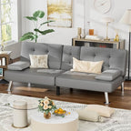 Homall Futon Sofa Bed, Leather Futon Couch - Image 2